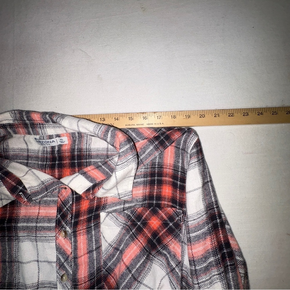 Arizona Jean Company Red, Black, and White Plaid Shirt - Picture 6 of 9